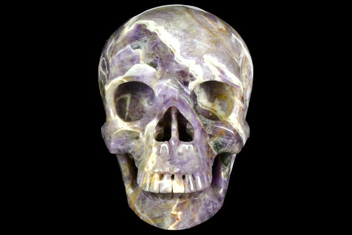Realistic, Carved Chevron Amethyst Skull #151189